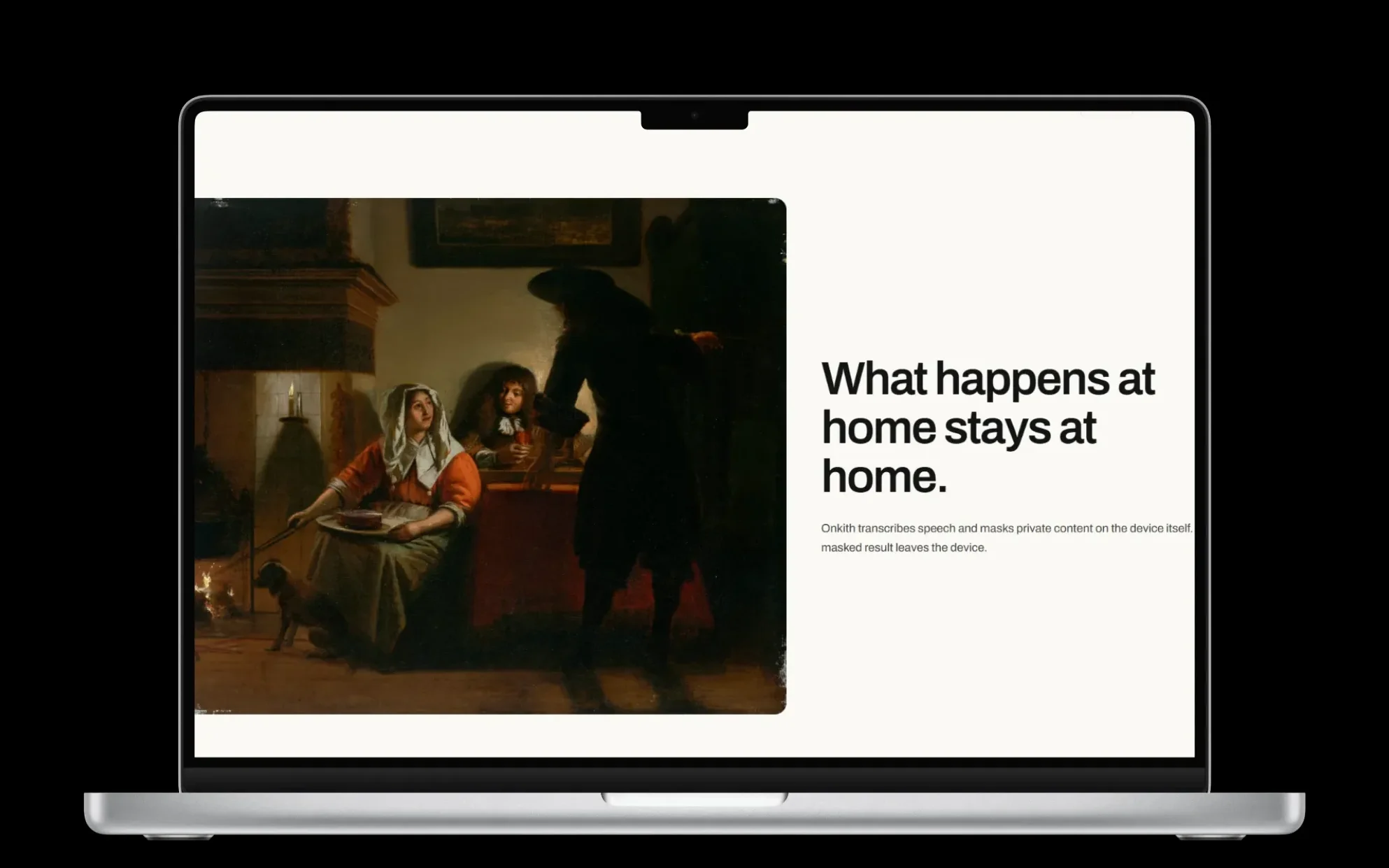Onkith on a laptop: the home page